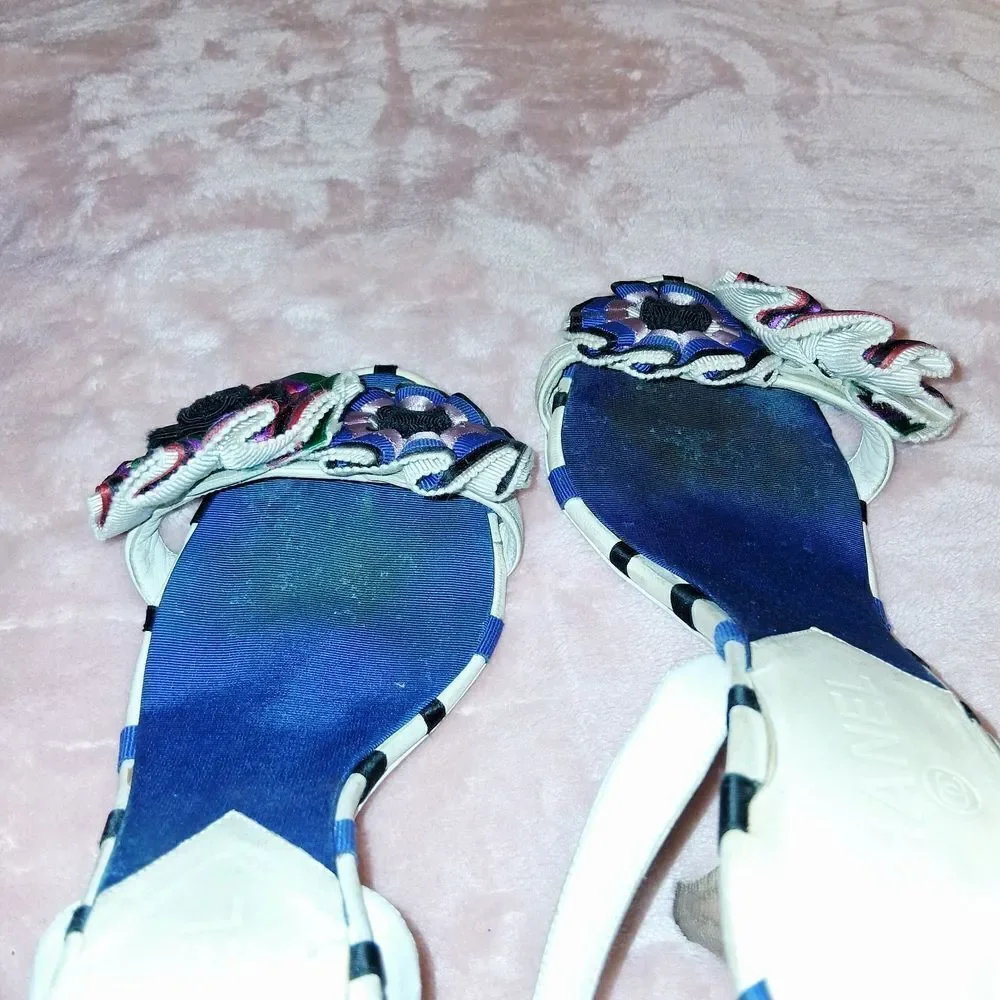 CHANEL Multi-Colored Summer Heels Size 38
